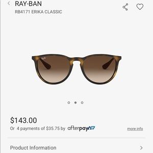 Ray-Ban Erika Tortoise Sunglasses, case included